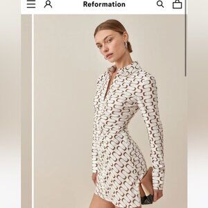 Reformation White and Brown Vicki Dress size 6